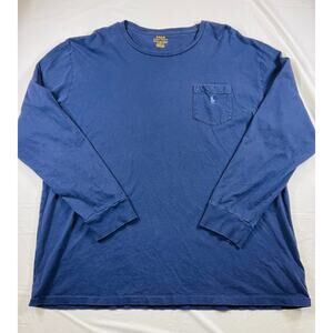 Polo Ralph Lauren Mens XL Blue Long Sleeve Pocket T Shirt Classic Fit Cotton
